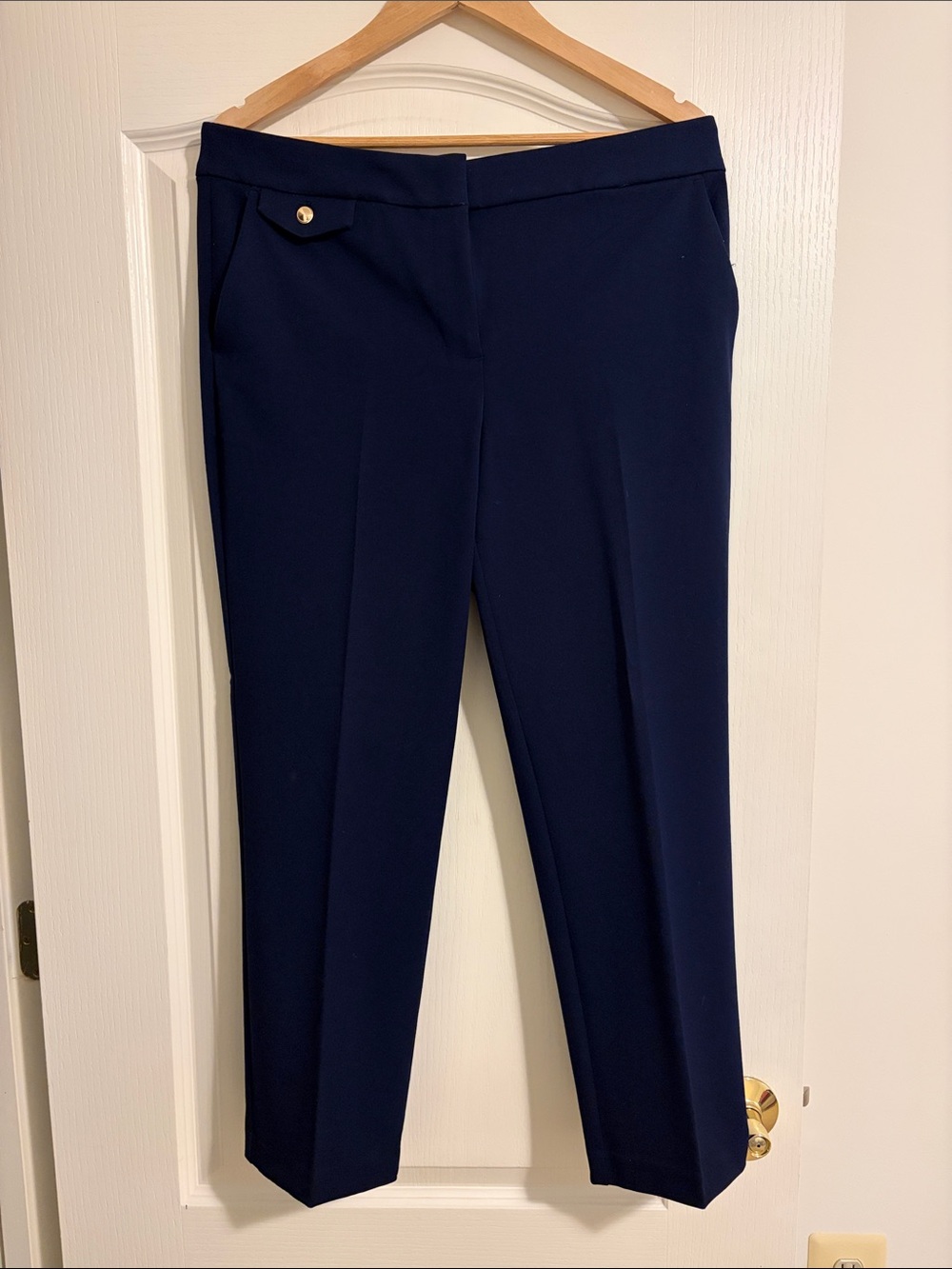 LOFT Navy Straight-Leg Ankle Trousers